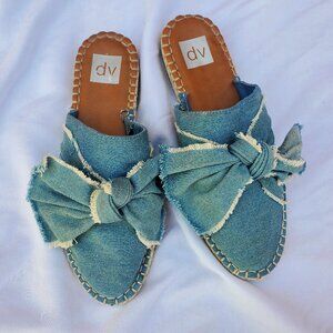Dolce Vita DV Blue Denim Knotted Bow Espadrille Slide Slip On Mule Women's 9.5